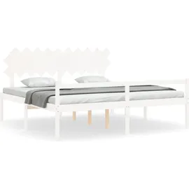 vidaXL Seniorenbett mit Kopfteil 200x200 cm Weiß Massivholz