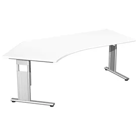 Geramöbel Flex höhenverstellbarer Schreibtisch ahorn L-Form, C-Fuß-Gestell silber 216,6 x 113,0 cm
