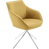 Koinor Armlehnstuhl, Gelb, Edelstahl, Metall, Leder, Echtleder, Büffelleder, Rundrohr, Drehkreuz, 60x84x67 cm, Goldenes M, Dgm, Lederauswahl, Stoffauswahl, Typenauswahl, Gestellauswahl, automatische Rückholfunktion, Sitzfläche 320° drehbar, Esszimmer, Stühle, Esszimmerstühle, Armlehnenstühle