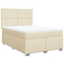 vidaXL Boxspringbett mit Matratze Creme 160x200 cm Stoff - Creme