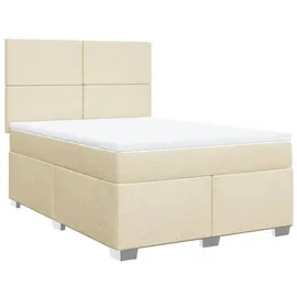 vidaXL Boxspringbett mit Matratze Creme 160x200 cm Stoff - Creme
