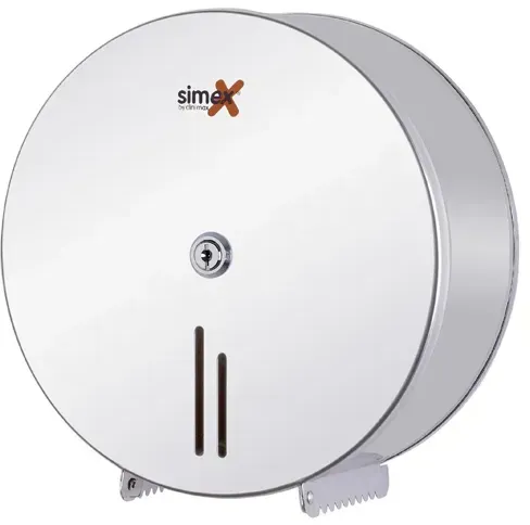 Toilettenpapierspender Simex Inox Edelstahl für 250/300 m geeignet für Rollen 250/300 m, Edelstahl poliert