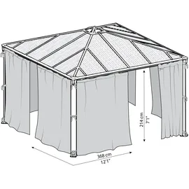 CANOPIA Vorhangset für Pavillon 3 - 4 m 2 Stück Grau