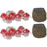 ETC Shop Solar Lichterkette 12x LED Fliegenpilze 270 cm Rot/Weiß
