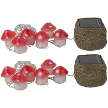 ETC Shop Solar Lichterkette 12x LED Fliegenpilze 270 cm Rot/Weiß