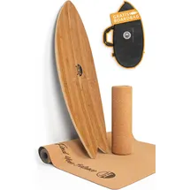Jucker Hawaii Balanceboard Ocean Rocker Bamboo | inkl. Korkrolle und Korkmatte naturholzfarben|SCHWARZ NO SIZE
