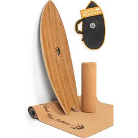 Jucker Hawaii Balanceboard Ocean Rocker Bamboo | inkl. Korkrolle und Korkmatte naturholzfarben|SCHWARZ NO SIZE