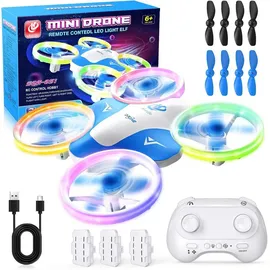 carox Drohne für Kinder mit Doppeltem LED-Licht, 360° Flip, Propellerschutz, RC Spielzeug Drohne für Kinder und Anfänger Indoor Outdoor, Geschenk für Jungen Mädchen ab 6 7 8 9 10+ Jahren
