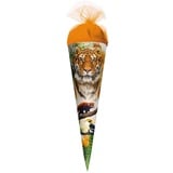 ROTH Schultüte Tiger 22 cm klein - rund - Zuckertüte Wildtier