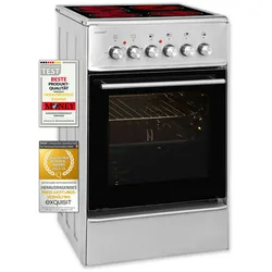 Exquisit Elektro-Standherd ECM 5-4.1 Inox | EEK: A | 46,6 l Garraum | Glaskeramik Kochfeld | Umluft