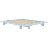 Karup Design Bettgestell »JAPAN BED Bodenbett, Holzrahmen, Futonbett, Jugendbett, Holzbett«, Massivholzbett mit Lattenrost, Kiefer massiv, Doppelbett ohne Kopfteil blau