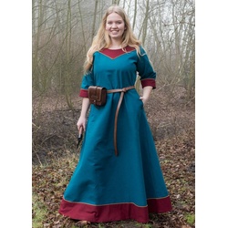 Battle Merchant Burgfräulein-Kostüm Mittelalterkleid Gesine aus Canvas, petrol blau 42 – XL