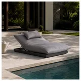 HOME DELUXE Gartenliege Sonnenliege EMELIA - 175 x 135 x 40 cm, verstellbare Rückenlehne, Gartensofa, Doppelliege, Liegestuhl grau