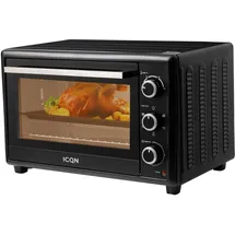 ICQN 50L Minibackofen mit Umluft, 1800 W, Innenbeleuchtung, 5 Kochfunktionen, 60 Min Timer, inkl. Backblech Set, Mini-Öfen