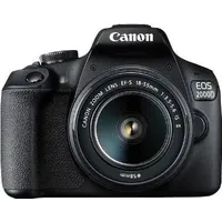 Canon EOS 2000D BK 18-55 IS + SB130 +16GB EU26. Kamera-Typ: SLR-Kamera-Set, Kamerabildpunkte: 24,1 MP, Sensor-Typ: CMOS, Maximale Bildauflösung: 6000 x 4000 Pixel. ISO-Empfindlichkeit (max.): 6400. Brennweitenbereich: 18 - 55 mm. Schnellste Kamera Verschlusszeit: 1/4000 s. WLAN. HD-Typ: Full HD, Maximale Video-Auflösung: 1920 x 1080 Pixel. Bildschirmdiagonale: 7,62 cm (3" ). Kamera Sucher: Elektronisch. PictBridge. Produktfarbe: Schwarz (2728C013)