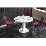 Design Esstisch Tisch HES-111 rund oval Hochglanz ausziehbar 100-148cm - Weiß