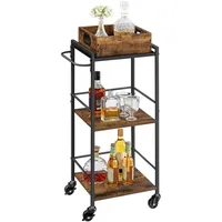 VASAGLE Servierwagen, Braun, Metall, 30x86x42 cm, Esszimmer, Servierwagen
