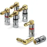 Sonero Bananenstecker 90° gewinkelt 4er-Set für Lautsprecherkabel max. 6mm2 Audio-Kabel