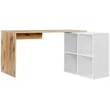 mokebo® mokebo Eckschreibtisch Eiche, Weiß, Holzwerkstoff, 145x77x65 cm, Arbeitszimmer, Schreibtische, Eckschreibtische