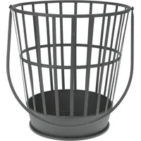 PROGARDEN Kaminholzkorb mit Griff 36,5 x 39 cm schwarz