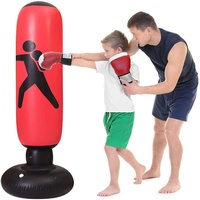 Freistehende Boxsäcke für Kinder/Erwachsene,Boxsack gefüllt160 cm für Boxen/Kickboxen,Standboxsäcke Sandsäcke Aufblasbare Sandsäcke Freistehende,Rot