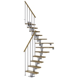 DOLLE Mittelholmtreppe »Dublin«, eichenholz, 14 Stufen, bis 337cm Raumhöhe - grau