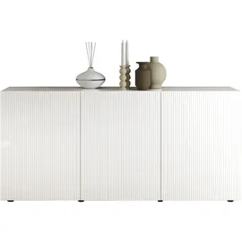 INOSIGN Sideboard »Rio Breite 181 cm, Kommode mit 3 Türen, Anrichte,« geriffelte MDF-Fronten, modern u. elegant, viel Stauraum weiß
