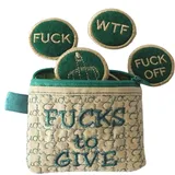 Big Bag of F*CKS to Give Zipper Pouch, Funny Bag of F*CKS with 17 Different Fucks Felt Coins, Novelty Sarcastic Middle Finger Fuck Bag, Fucks to Give Gag Gift for Friends (Green)