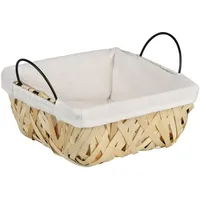 KESPER | Brot- und Obstkorb eckig mit Stoffeinlage, Holzgeflecht, mit Griffen | Maße: 23 x 20 x 10 cm | Servierkorb für Haushalt & Gastronomie | 19642
