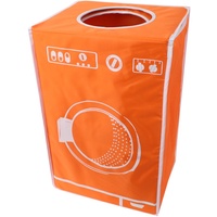 teprovo Wäschekorb faltbar bunter Wäschesammler mit Deckel Wäschesortierer Laundry Baskets Wäschebox Wäschetonne in Waschmaschinen Design 50L Orange