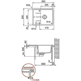 Franke Basis BFG 611-62 Onyx + Excenterbetätigung