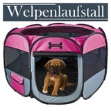 Petigi Freigehege Welpenauslauf faltbar Pink Welpenlaufstall Tierlaufstall 8eckig 115 cm