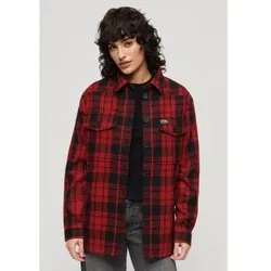Superdry für Damen. W4010431A Rotkariertes Schafsfell-Überhemd (S), Lässig, Wolle, Langarm