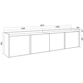SKRAUT HOME Lowboard 207x50x35 cm Beige Holzwerkstoff
