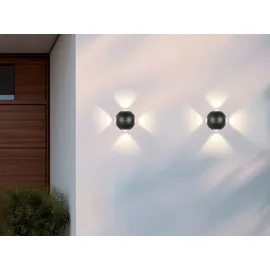 meine wunschleuchte Außenleuchte LED 2er Set Ø 10 cm schwarz mit Bewegungsmelder