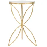 Mauro Ferretti Couchtisch, Weiß, Gold, Metall, Glas, 35x60x35 cm, Wohnzimmer, Wohnzimmertische, Couchtische