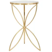 Mauro Ferretti Couchtisch, Weiß, Gold, Metall, Glas, 35x60x35 cm, Wohnzimmer, Wohnzimmertische, Couchtische