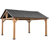 Sunjoy Gazebo Rebra Zedernholz 404 cm x 465 cm Anthrazit FSC®