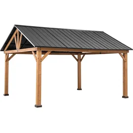 Sunjoy Gazebo Rebra Zedernholz 404 cm x 465 cm Anthrazit FSC®