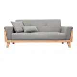 miliboo Couch Stoff 3 Plätze Hellgrau