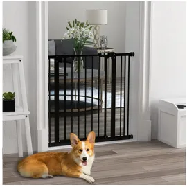 PawHut Türschutzgitter Treppenschutzgitter mit 7 cm Verlängerung Türgitter ohne Bohren mit Auto-Close Treppengitter für Breiten 74-87 cm Beidseitig Schwenkbar Metall Schwarz
