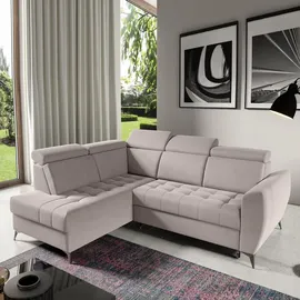 beautysofa Ecksofa AURORA II L-Form Ottomane links, mit Schlaffunktion & Bettkasten, Beige - Beige