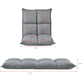 [en.casa] Bodensessel Deinze im 2er-Set verstellbar Hellgrau