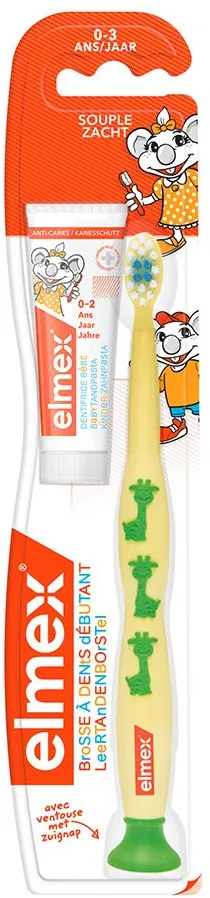 elmex® Beginners Weiche Zahnbürste 0-3 Jahre + Kinderzahnpasta 3-6 Jahre