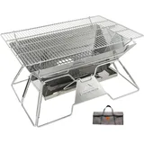 LuxusKollektion Kaminofen-Erweiterungssegmet Tragbarer Edelstahl Camping-Grill faltbar Holzkohle 50,8 x 33 cm