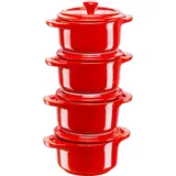 Mini Cocotte Geschirr zum Backen und Servieren 200 ml rot 4 St.