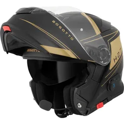 Bogotto H271 Taog Bluetooth Klapphelm, schwarz-gold, Größe 2XL für Männer