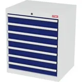 STIER Schubladenschrank mit 7 Schubladen BxTxH 700x575x820 mm lichtgrau/enzianblau