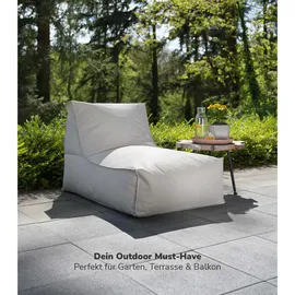 mokebo Sitzsack mit Hocker für Kinder & Erwachsene 'Der Sundowner', Bean Bag mit Füllung oder Bodenkissen für Indoor & Outdoor, auch als Liegekissen, Relaxliege oder Liege in Grau