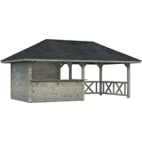 Palmako Pavillon Bianca 16,6 m2 Set 3 Grau tauchimprägniert